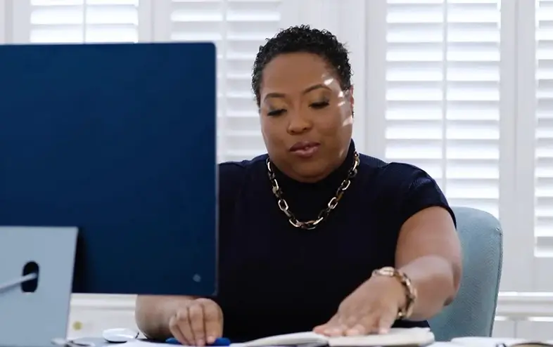 A business owner working at her desk