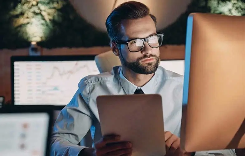 A man working at his computer